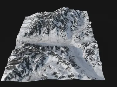 Snowy Mountain Low-poly 3D model