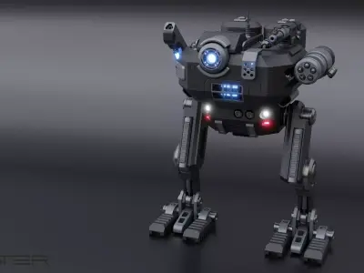Sci-Fi Combat Mech - FK rigged 3D model