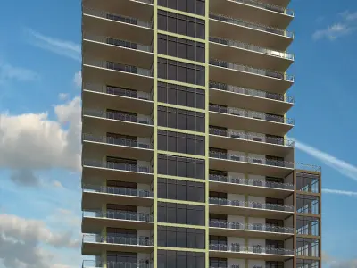 Hotel with 18 floors  3D model