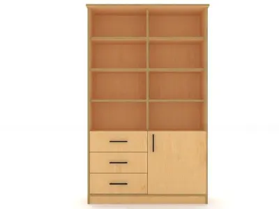 bookshelf 2 cover1 drawer3 Low-poly 3D model