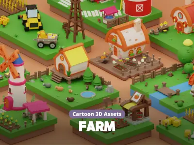 Cartoon Farm Islands Exteriors Low-poly 3D model