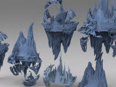 Fantasy underworld mountains collection 1 3D model