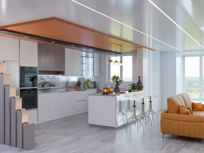 Modern kitchen design Free 3D model