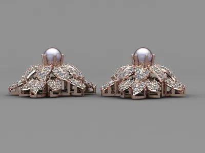 Rose Gold Diamond Women Earring 3D print Model 3D print model 25