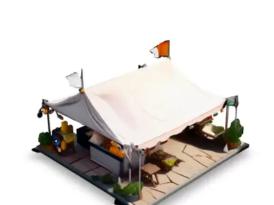 LowPoly Market Stall 3D Model Low-poly 3D model