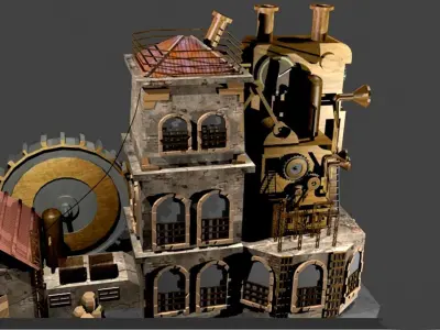 steampunk industrial factory  3D model
