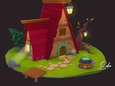 3D little house  Low-poly 3D model