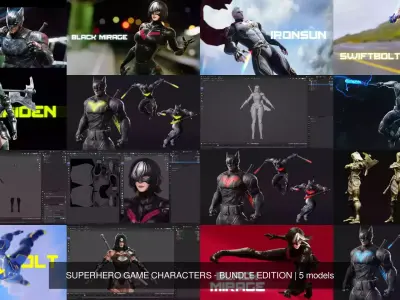 SUPERHERO GAME CHARACTERS - BUNDLE EDITION 3D Model Pack