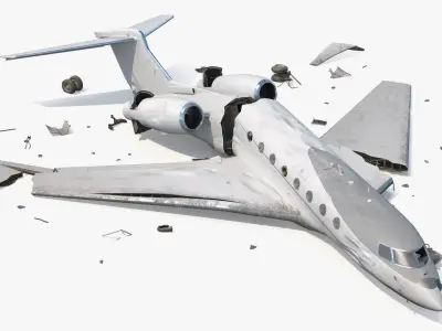  Destroyed Business Jet Fuselage White 