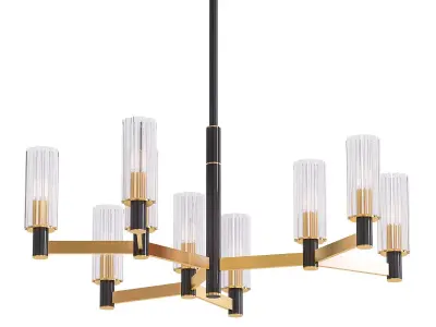THE234 gold and chandelier with glass shades 3D model