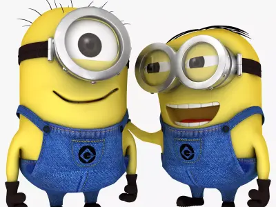 Minion Stuart and  Dave Low-poly 3D model