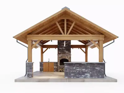 Gazebo with brick oven 3D model