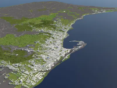 Messina Italy 50x50km City Map 3D Model 3D model