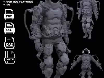 Space suit - Scifi astro ranger 2 Low-poly 3D model