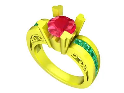 Classic Round Gemstone Channel Set Ring 3D Jewelry Model 6321 3D print model