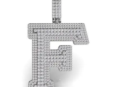 Alphabet Latter F Diamond Pendent 3D print model