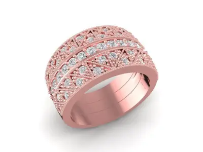 Luxury Wide Pave Diamond Band Ring  3076 3D print model