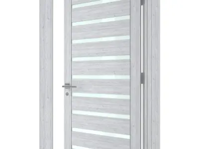 Door-055 door with glass panels 3D model