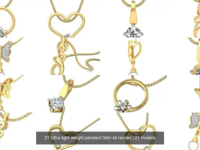 21 Ultra light weight pendant 3dm stl render 3D Model Pack