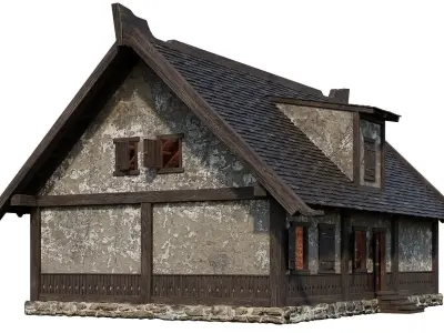 Old Medieval House Building 4K Textures GameReady 93 Low-poly 3D model