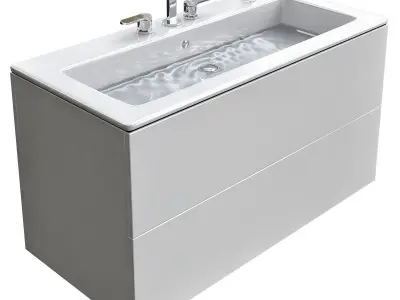 washbasin Collection 3d model bathroom vanity in navy with go... 3D model
