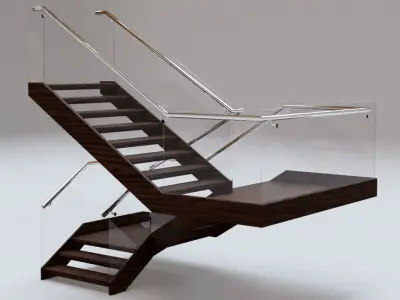 Stairs Set 06 - Stairs with 4 diferent designs Low-poly 3D model