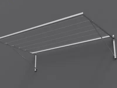 Wall-mounted clothes line Low-poly 3D model