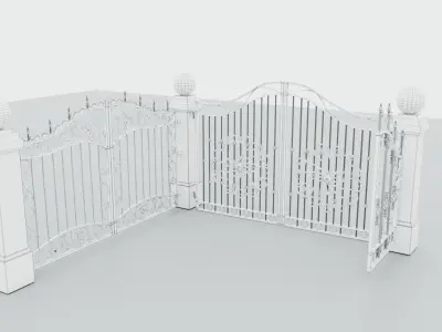 Conjunto de rejas de hierro forjado 3D model