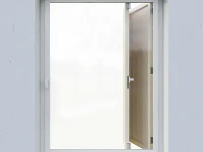 Shutters 4 window with wooden frame 3D model