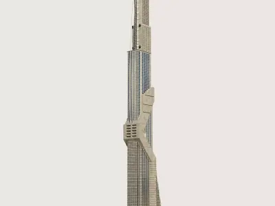 Building Skyscraper City Town Downtown Street Futuristic Utopia Low-poly 3D model 16