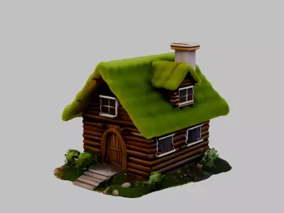 Moshed Roof House 2 Free low-poly 3D model