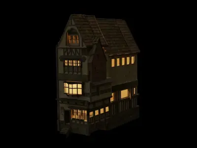 medivial low poly pbr building Low-poly 3D model