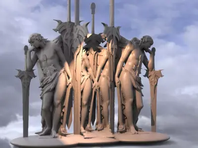 Arch Angel Michael With Sun sword mirrored wall design 3  3D model