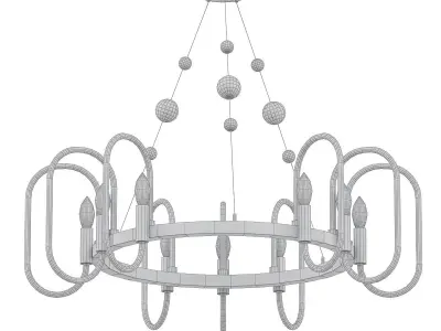 NISSA chrome chandelier with clear glass beads 3D model
