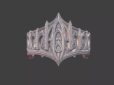 gothic scrollwork ring silver 3D print model