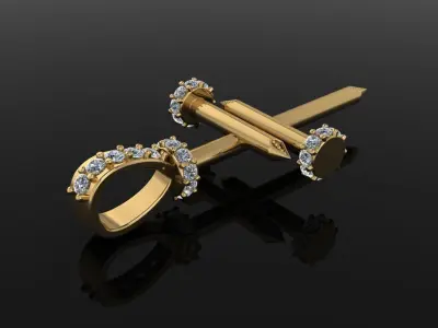 Nail Cross DiamondPendant Mid Size 3D print model