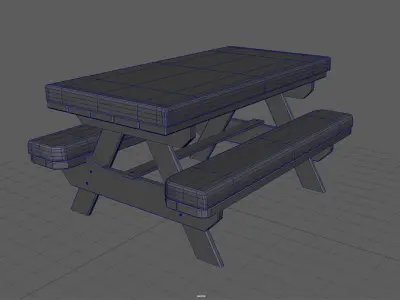Camping Wood Table winter Low-poly 3D model
