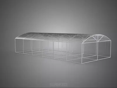 STRUCTURE CURVED GREENHOUSE HOTHOUSE GLASSHOUSE FRAME PLANT FARM 3D model