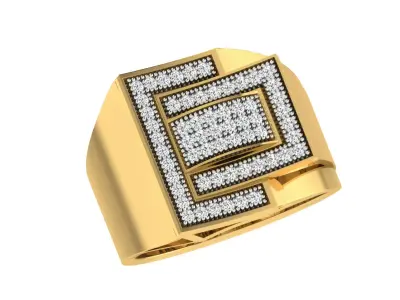 Light Weight Yellow Gold Diamond Ring  -ZA RN 4245 3D print model