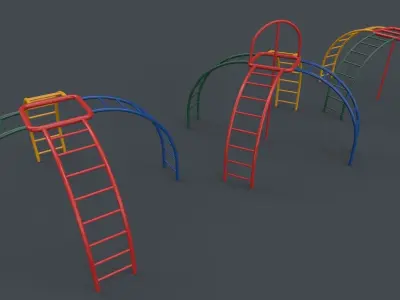 PBR Outdoor Playground Monkey Bars B Low-poly 3D model