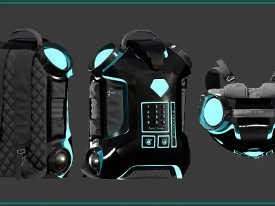 SCI-FI backpack with texture and smart material 3D model