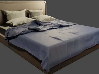 Modern Bed and Blanket Free 3D model