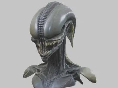 Alien Xenomorph Head Bust 3 texture Version Low-poly 3D model