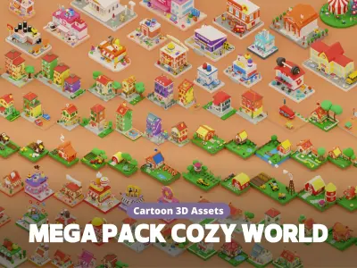MEGA PACK Cozy Cartoon World Exterior Low-poly 3D model