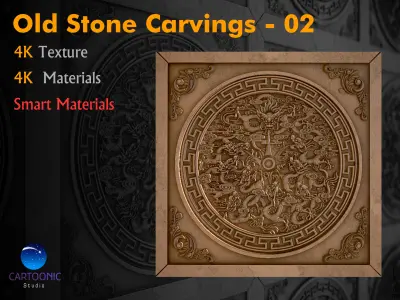 10 Old Stone Carvings Set Texture