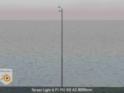 Street Light 6 F1 M1 K0 A2 8000mm Low-poly 3D model