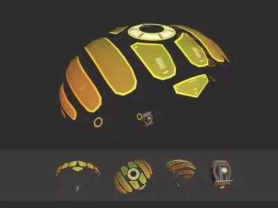 Scifi Parachute A06 Projection  - Character Accessories Design Low-poly 3D model