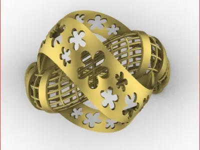 12 Lace style gold ring 3D print model 3D print model