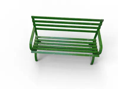 Old Street Bench Low-poly 3D model