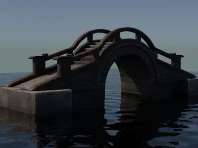 Chinese Stone Arch Bridge for Gardens 3D model